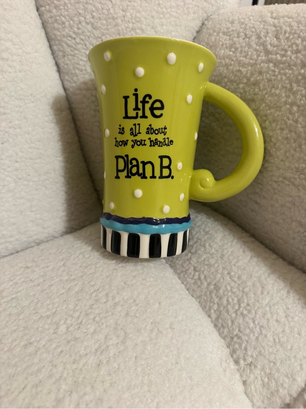 Plan B Lime Green Polka Dot Ceramic Mug